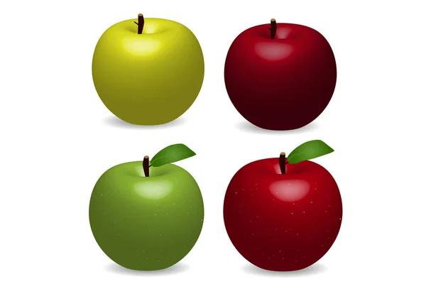 Obraz Różnych Kolorowych Jabłek Wektorowych Białym Tle — Zdjęcie stockowe