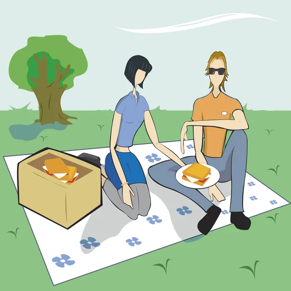 Portrait of a young couple at a picnic