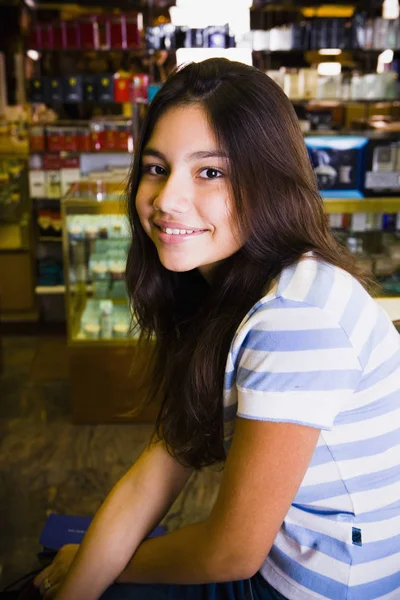 Girl at beauty supply store