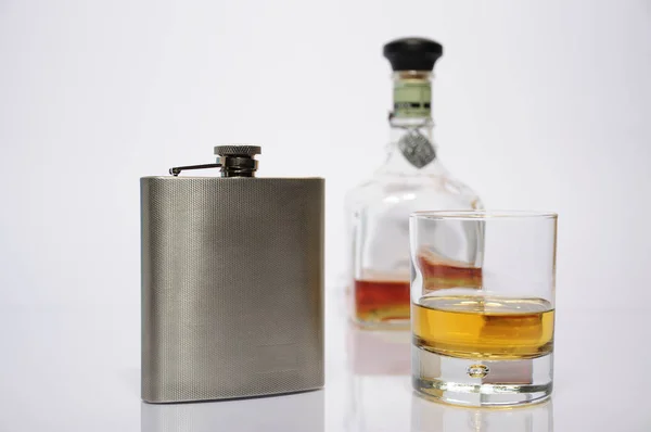 Sticla Whisky Pahar Vodca — Fotografie, imagine de stoc