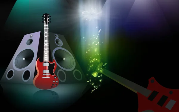 Guitar Placed Two Loud Speakers — Stock Photo, Image