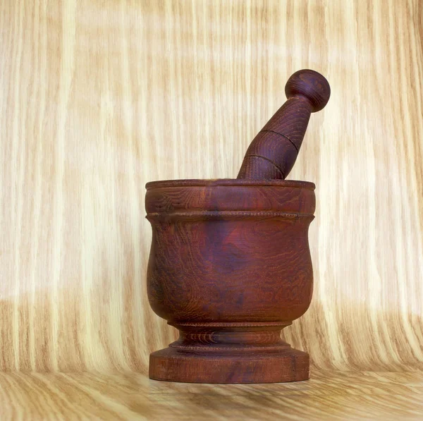 Mortel Stamper Houten Tafel — Stockfoto