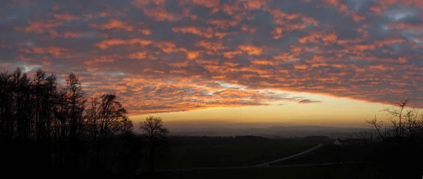 Panorama Schaefchenwolken Bei Untergang — Stockfoto