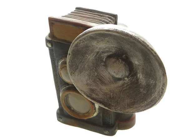 Gramofone Vintage Velho Isolado Fundo Branco — Fotografia de Stock