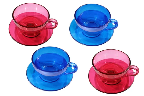 Kırmızı Mavi Çay Fincanları — Stok fotoğraf