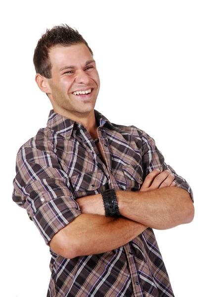 Retrato Joven Casual Aislado Sobre Fondo Blanco — Foto de Stock