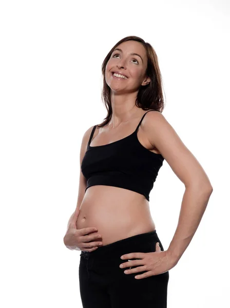 Gravid Kvinna Porträtt Leende Glad — Stockfoto