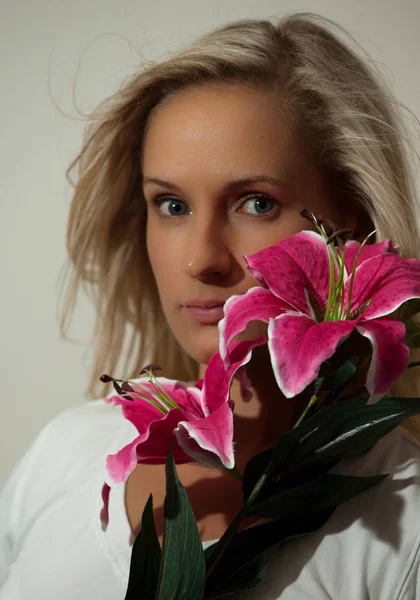 Portrait Woman Orchid Stock Image