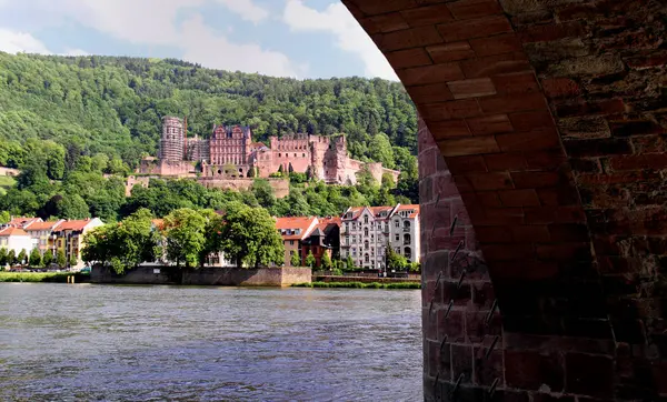 Vista Del Castillo Desde Río Neckar Cerca Del Puente Karl — Foto de Stock