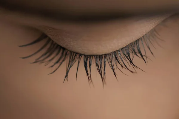 Close-up of a young woman\'s eyelashes