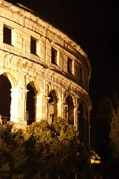 Amphitheater Pula Bei Nacht — Stockfoto
