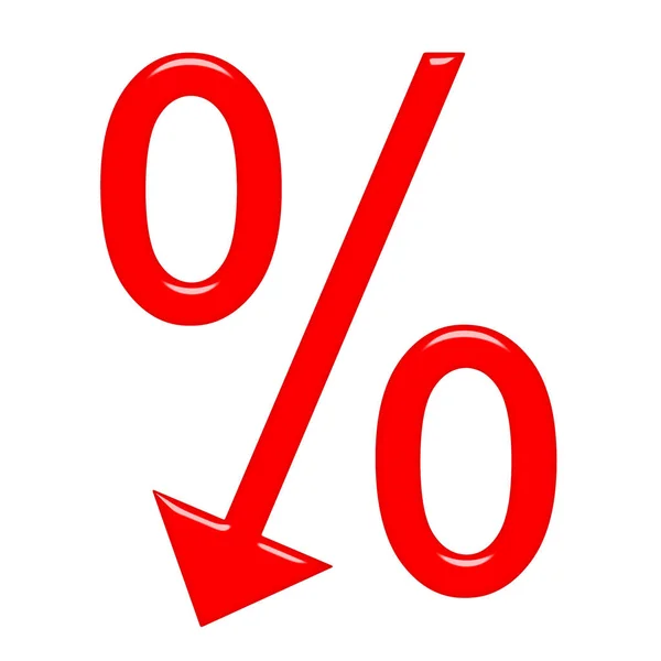 Símbolo Percentual Com Seta Dirigida Para Baixo — Fotografia de Stock