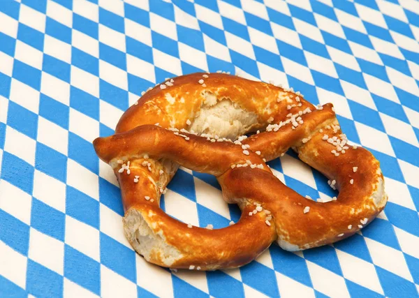 Bavarian Pretzel Blue Background — Stock Photo, Image