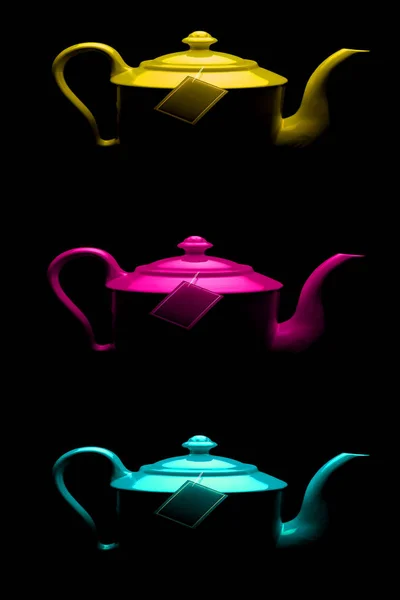 Composition Colored Teapots — Stock Photo, Image