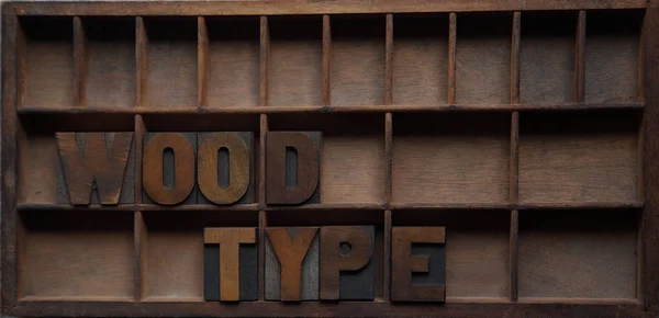 wood type in an old type case