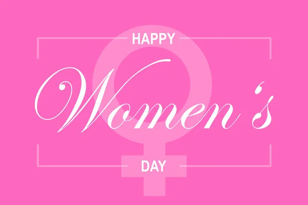 Pinkfarbene Illustrationskarte Mit Text Happy Women Day Und Frauenschild — Stockfoto