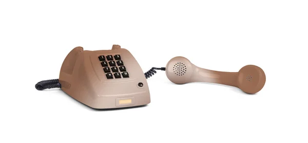 Vintage Bruine Telefoon Met Witte Achtergrond — Stockfoto