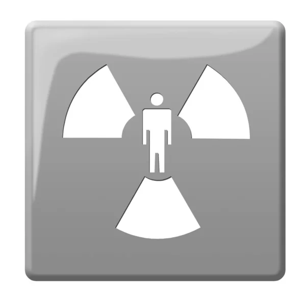 Атомне Попередження Кнопка Символу — стокове фото