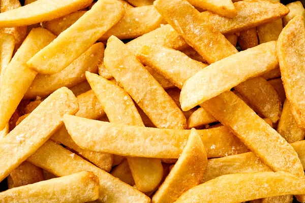 Salted Homemade Fried Potato Chips French Fries Pommes Frites Close — Stock Photo, Image