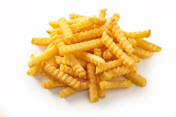 Heerlijke Gouden Krokante Knapperige Aardappelchips Pommes Frites Frietjes Een Witte — Stockfoto