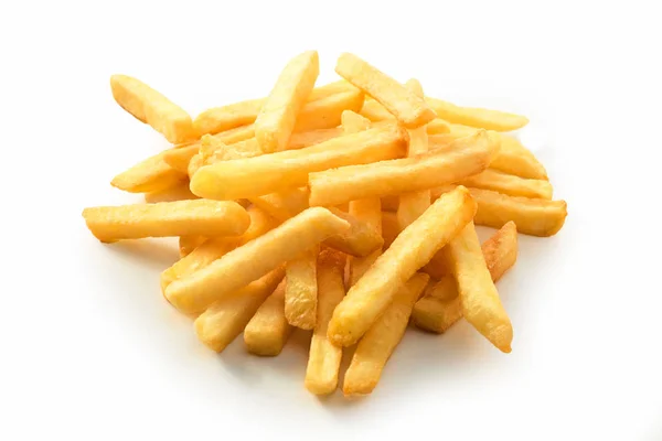 Stapel Goldener Knuspriger Frittierter Kartoffelchips Pommes Oder Pommes Frites Großaufnahme — Stockfoto