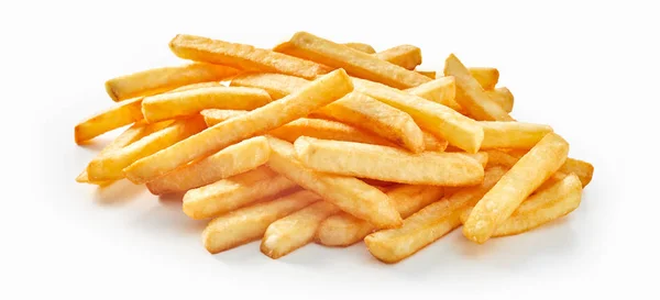 Bunch Fresh Deep Fried French Fries White Background Construction Material — Stock Photo, Image