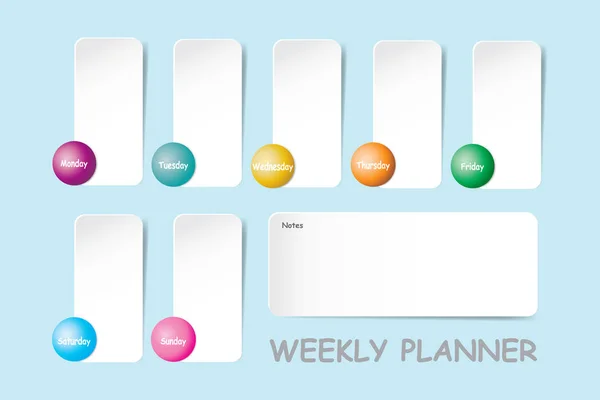 Weekly Planner Chart Notes White Vertical Charts Each Day Week — Stock Photo, Image