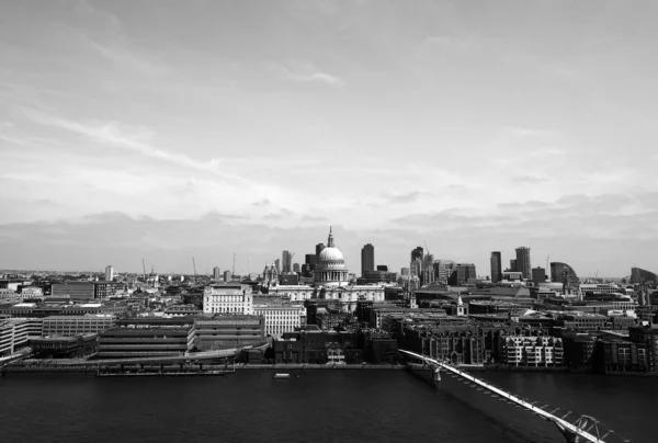 Londra Thames Nehri Panoramik Görünümü Siyah Beyaz — Stok fotoğraf