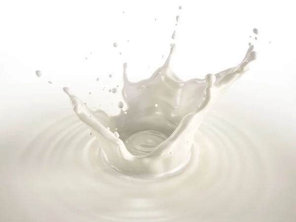 Mjölk Crown Splash Stänk Mjölk Pool Med Vågor Bird Eye — Stockfoto