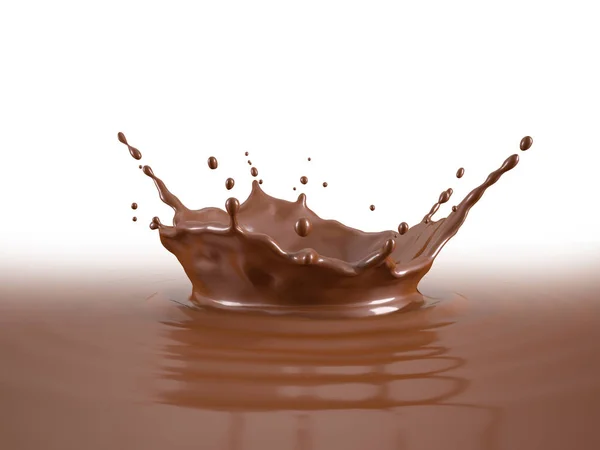 液体チョコレート クラウン スプラッ シュプールを波紋します 分離の白い背景 クリッピング パスを含める — ストック写真