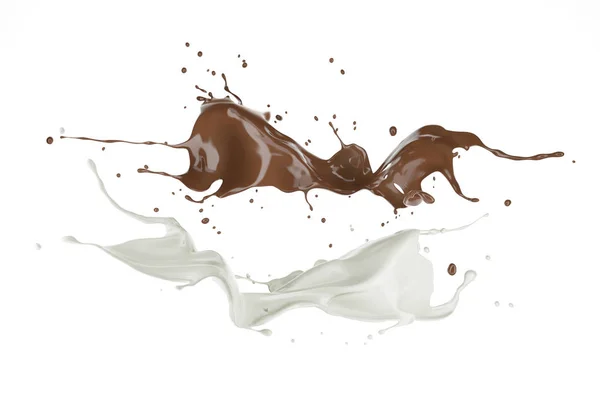 우유와 초콜릿 페인트 공중에 날리는 것이다 — 스톡 사진