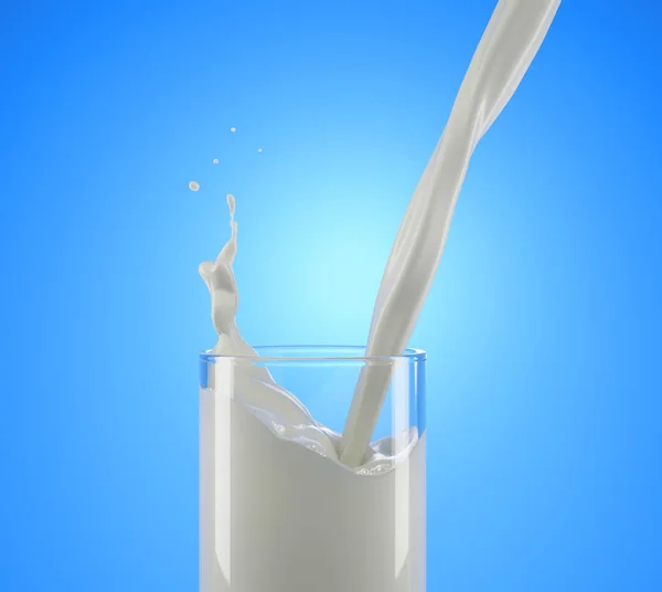 Milch Mit Spritzer Glas Gießen Seitenansicht Aus Nächster Nähe Isoliert — Stockfoto