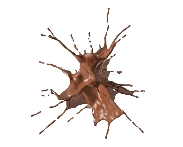 Flüssige Schokolade Isoliert Spritzer Explosion Auf Weißem Hintergrund Schneidpfad Inklusive — Stockfoto