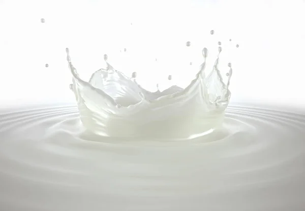 Melk Kroon Splash Spetteren Melk Zwembad Met Rimpelingen Zijaanzicht Witte — Stockfoto