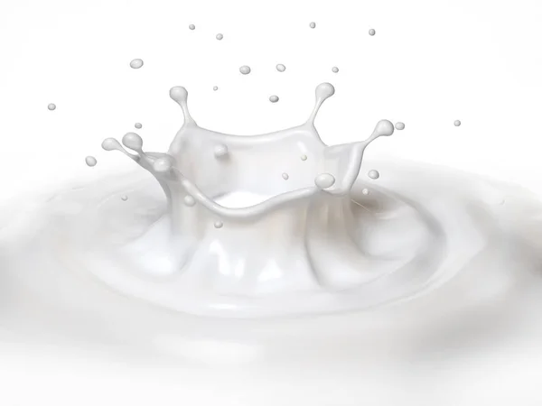 Mjölk Crown Splash Stänk Mjölk Pool Med Vågor Bird Eye — Stockfoto