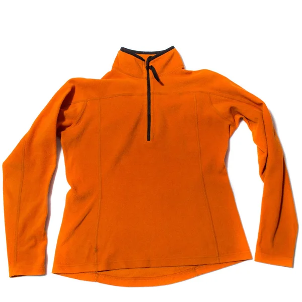オレンジレディースフリースジャケット白い背景 — ストック写真