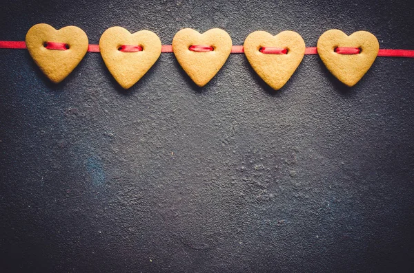 Aftelkalender Voor Valentijnsdag Wenskaart Met Gingerbread Koekjes Vorm Van Een — Stockfoto