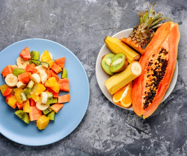 Delicious Fruits Salad Plate Table — Stock Photo, Image