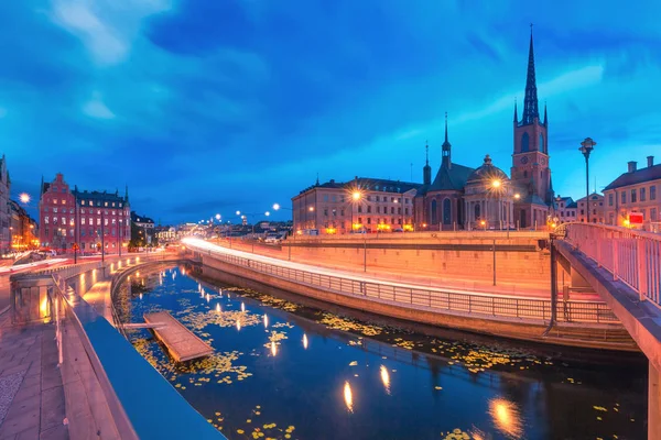 Vista Panoramica Notturna Riddarholmen Gamla Stan Nel Centro Storico Stoccolma — Foto Stock