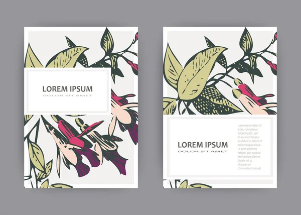 Botanical Wedding Invitation Card Template Design Hand Drawn Fuchsia Pink — Stock Photo, Image