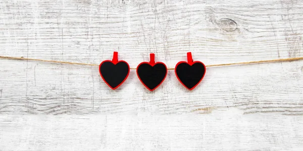 Valentines Day Red Hearts Wooden Background — Stock Photo, Image