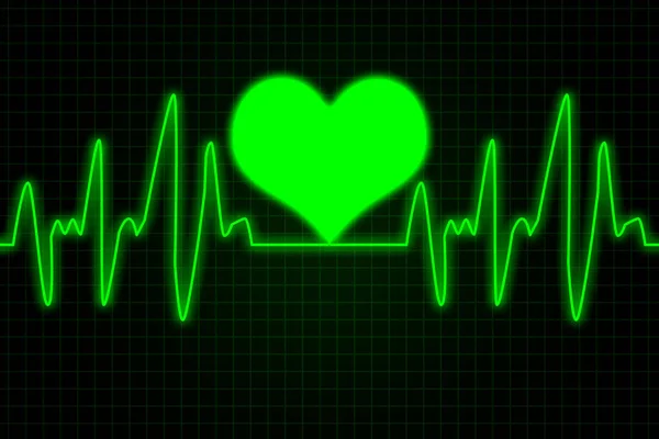Καρδιά Και Καρδιοχτύπι Σύμβολο Πράσινο Και Κόκκινο Χρώμα — Φωτογραφία Αρχείου