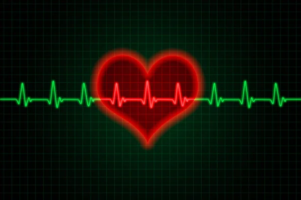 Heart Heartbeat Symbol Green Red Colors — Stock Photo, Image