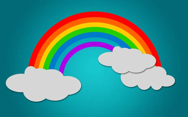 Arco Íris Colorido Com Nuvens Isoladas Renderização — Fotografia de Stock