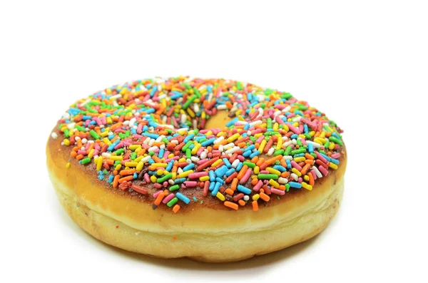 Gökkuşağı Şeker Ile Tatlı Çörek Üstüne Sprinkles — Stok fotoğraf
