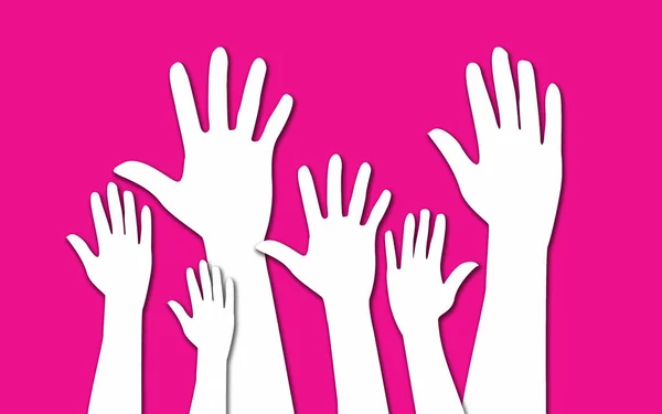 Levantamento Mãos Para Participação Renderização — Fotografia de Stock