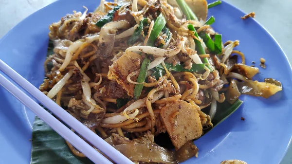 Penang Char Kway Teow Fried Wide Rice Nudlar Från Malaysia — Stockfoto