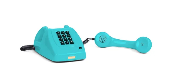 Telefone Azul Vintage Com Fundo Branco — Fotografia de Stock