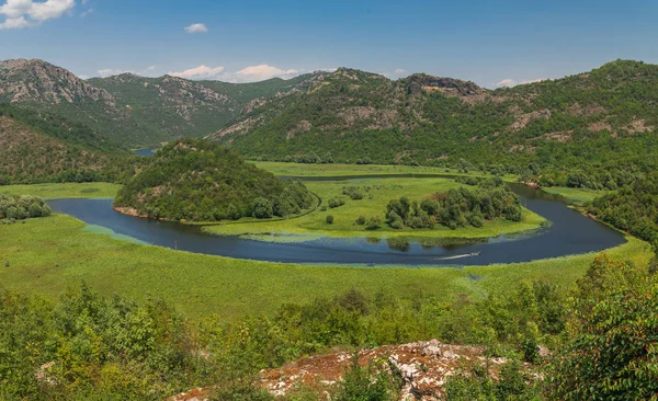 Vista Panorámica Desde Arriba Del Lago Skadar Río Crnojevica Parque — Foto de Stock