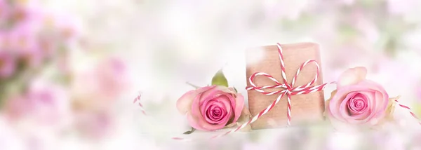 Helder Roze Decoratie Vintage Stijl Met Een Geschenk Voor Moeders — Stockfoto